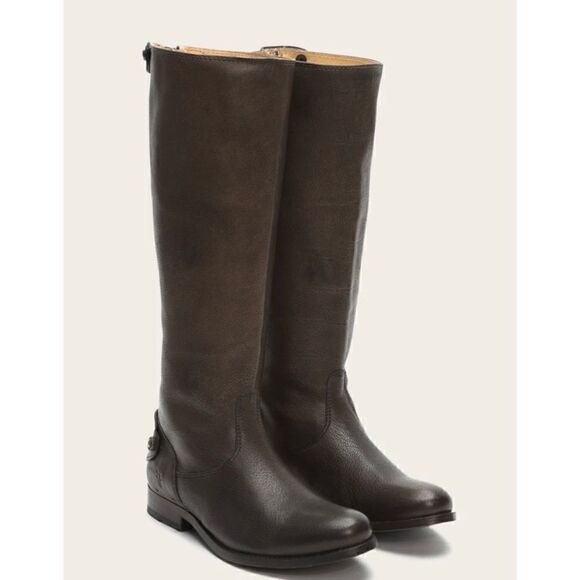 Frye Melissa  Chocolate Button Back Zip Boots Size 7 - Picture 1 of 11